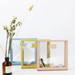 Harlow & Lloyd Bags Personalized Leather Trimmed Transparent Toiletry Bag In Khaki