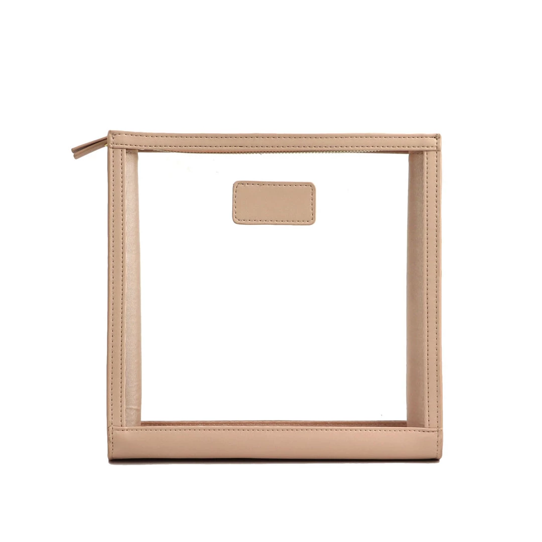 Harlow & Lloyd Personalized Leather Trimmed Transparent Toiletry Bag In Nude Bags 3 Harlow & Lloyd Personalized Leather Trimmed Transparent Toiletry Bag In Nude Bags