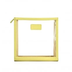 Harlow & Lloyd Personalized Leather Trimmed Transparent Toiletry Bag In Lemon Bags