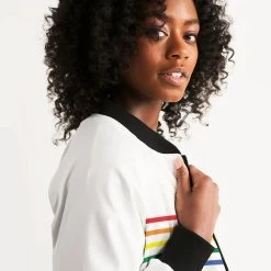 Harlow & Lloyd Jackets Rainbow Thin Stripes Women's Bomber Jacket