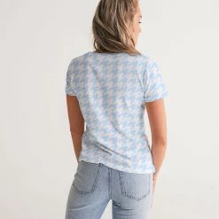 Harlow & Lloyd Baby Blue Large Houndstooth Women's V-Neck Tee T Shirts & Tanks 14 Harlow & Lloyd Baby Blue Large Houndstooth Women's V-Neck Tee T Shirts & Tanks