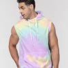 Harlow & Lloyd Lilac Mint Tie Dye Men's Premium Heavyweight Sleeveless Hoodie Hoodies
