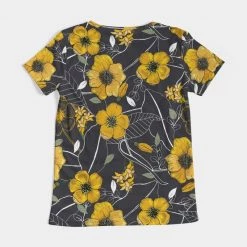 Harlow & Lloyd Yellow Flowers & Tropical Leaves Charcoal Women's V-Neck T Shirt T Shirts & Tanks 17 Harlow & Lloyd Yellow Flowers & Tropical Leaves Charcoal Women's V-Neck T Shirt T Shirts & Tanks