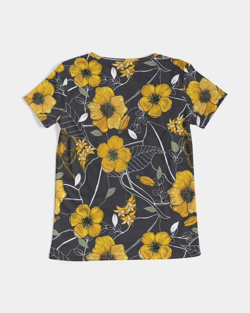 Harlow & Lloyd Yellow Flowers & Tropical Leaves Charcoal Women's V-Neck T Shirt T Shirts & Tanks 10 Harlow & Lloyd Yellow Flowers & Tropical Leaves Charcoal Women's V-Neck T Shirt T Shirts & Tanks