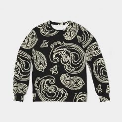 Harlow & Lloyd Sweatshirts & Pullovers Black & Bone Paisley French Terry Pullover Sweatshirt