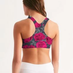 Harlow & Lloyd Dark Vintage Roses Women's Seamless Sports Bra 9 Harlow & Lloyd Dark Vintage Roses Women's Seamless Sports Bra