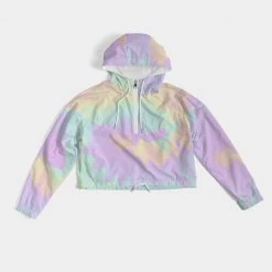 Harlow & Lloyd Lilac Mint Tie Dye Women's Cropped Windbreaker Jackets
