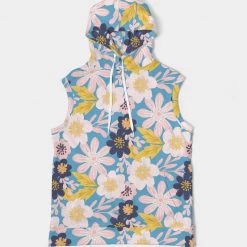 Harlow & Lloyd Hoodies Blue Frisky Floral Men's Premium Heavyweight Sleeveless Hoodie