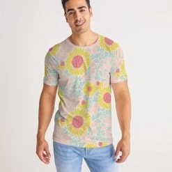 Harlow & Lloyd T Shirts & Tanks Retro Sunflowers Pink Men's T Shirt