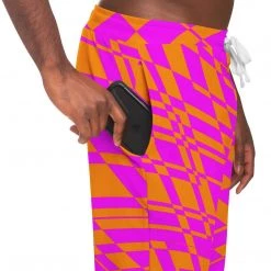Subliminator Fuchsia & Orange Warp Unisex Fleece Joggers Pants & Joggers