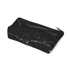Harlow & Lloyd Personalized Cosmetics Bag / Accessory Pouch In Black Marble And Gold Bags