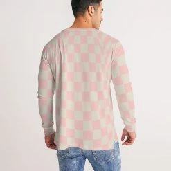 Harlow & Lloyd Pink Vanilla Check Men's Long Sleeve Tee T Shirts & Tanks