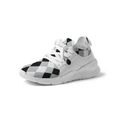 Harlow & Lloyd Harlequin Check Concrete Black & White Men's Sneakers Shoes