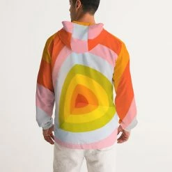 Harlow & Lloyd Orange Vortex Men's Windbreaker Hooded Jacket