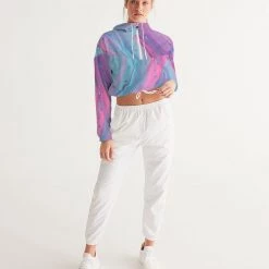 Harlow & Lloyd Jackets Marshmallow Marbled Women's Cropped Windbreaker Jacket
