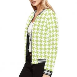 Harlow & Lloyd Jackets Lime Houndstooth Womens Ribbed Cuff & Collar Jacket