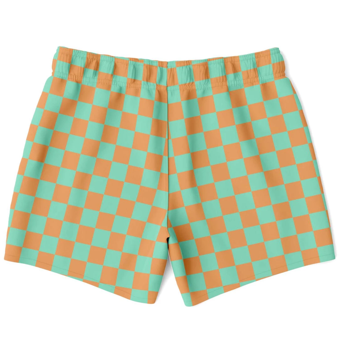 Subliminator Men Green & Orange Check Swim Shorts 9 Subliminator Men Green & Orange Check Swim Shorts