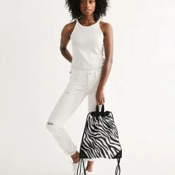 Harlow & Lloyd Zebra Print Canvas Drawstring Bag Bags