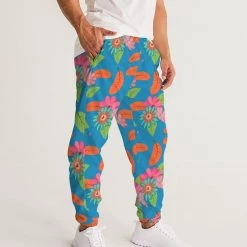 Harlow & Lloyd Pants & Joggers Tropical Flower Power Blue Men's Lightweight Track Pants