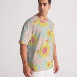 Harlow & Lloyd T Shirts & Tanks Retro Sunflowers Pink Men's Premium Heavyweight T Shirt