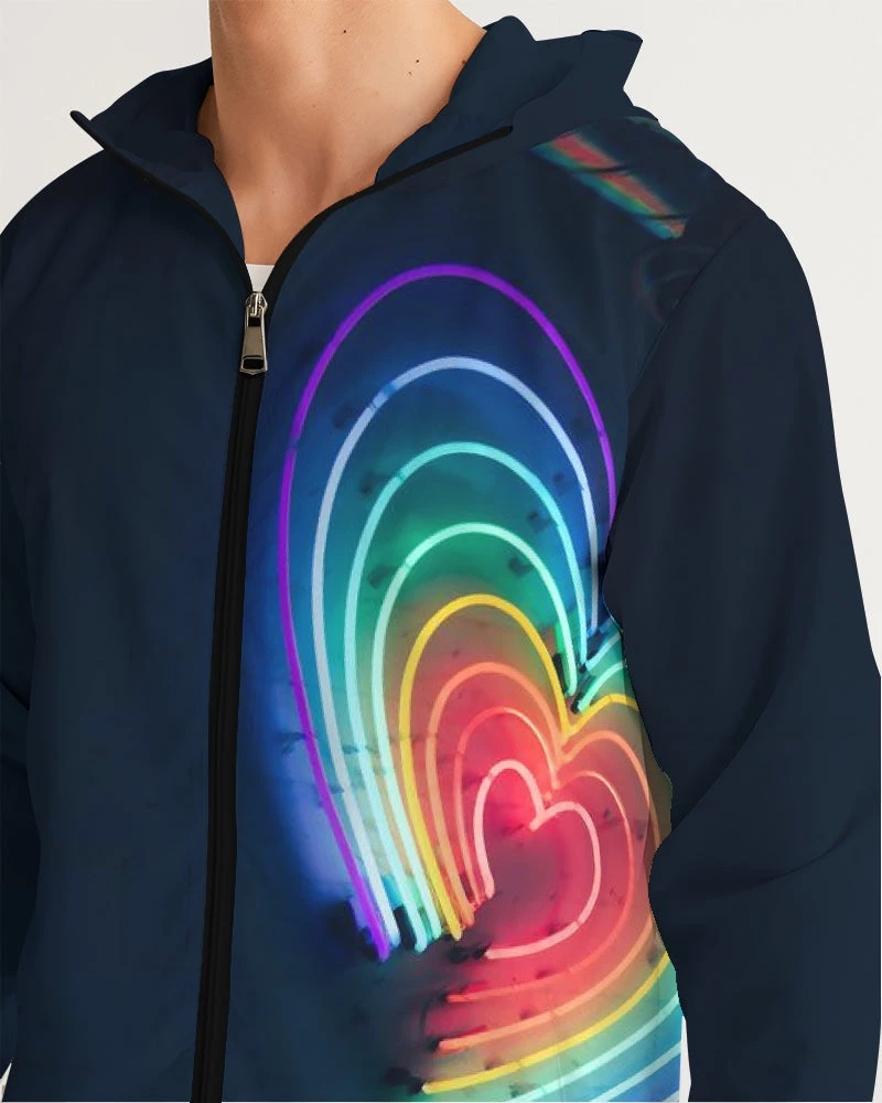 Harlow & Lloyd Jackets Neon Heart Rainbow Windbreaker Hooded Jacket 8 Harlow & Lloyd Jackets Neon Heart Rainbow Windbreaker Hooded Jacket