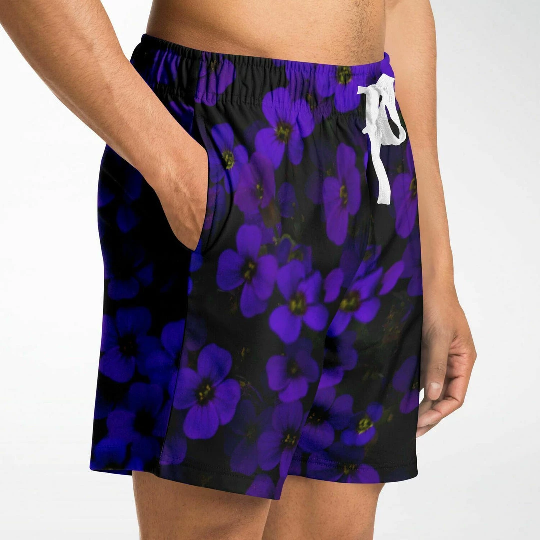 Subliminator Midnight Purple Flower Fleece Shorts 5 Subliminator Midnight Purple Flower Fleece Shorts