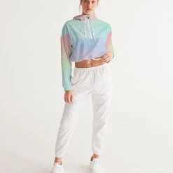 Harlow & Lloyd Soft Rainbow Cropped Windbreaker Jacket