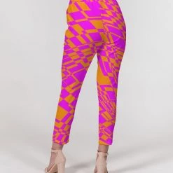 Harlow & Lloyd Pants & Joggers Fuchsia & Orange Warp Women's Belted Tapered Pants 14 Harlow & Lloyd Pants & Joggers Fuchsia & Orange Warp Women's Belted Tapered Pants