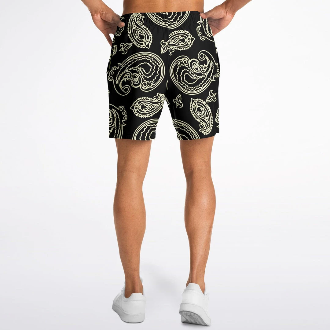 Subliminator Black & Bone Paisley Fleece Shorts 7 Subliminator Black & Bone Paisley Fleece Shorts