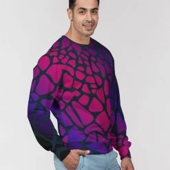 Harlow & Lloyd Raspberry Giraffe Men's French Terry Pullover Sweatshirt