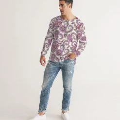 Harlow & Lloyd T Shirts & Tanks Purple Cream Paisley Men's Long Sleeve Tee