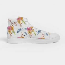 Harlow & Lloyd White Summer Floral Women's Hightop Canvas Shoe Shoes