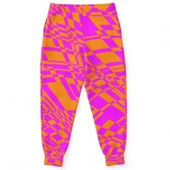 Subliminator Fuchsia & Orange Warp Unisex Fleece Joggers Pants & Joggers