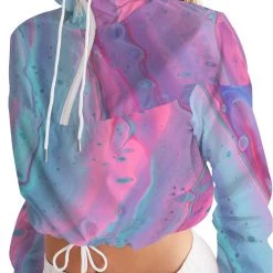 Harlow & Lloyd Jackets Marshmallow Marbled Women's Cropped Windbreaker Jacket