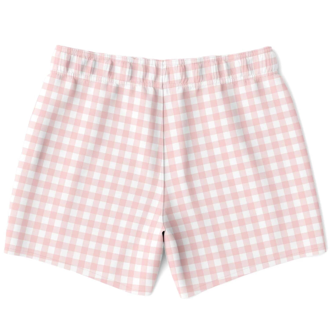 Subliminator Swimwear Pale Pink Gingham Check Swim Shorts 5 Subliminator Swimwear Pale Pink Gingham Check Swim Shorts