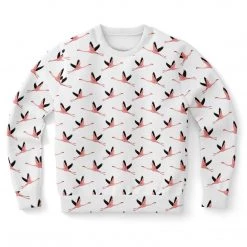 Subliminator Flying Flamingos White Unisex Sweatshirt Sweatshirts & Pullovers