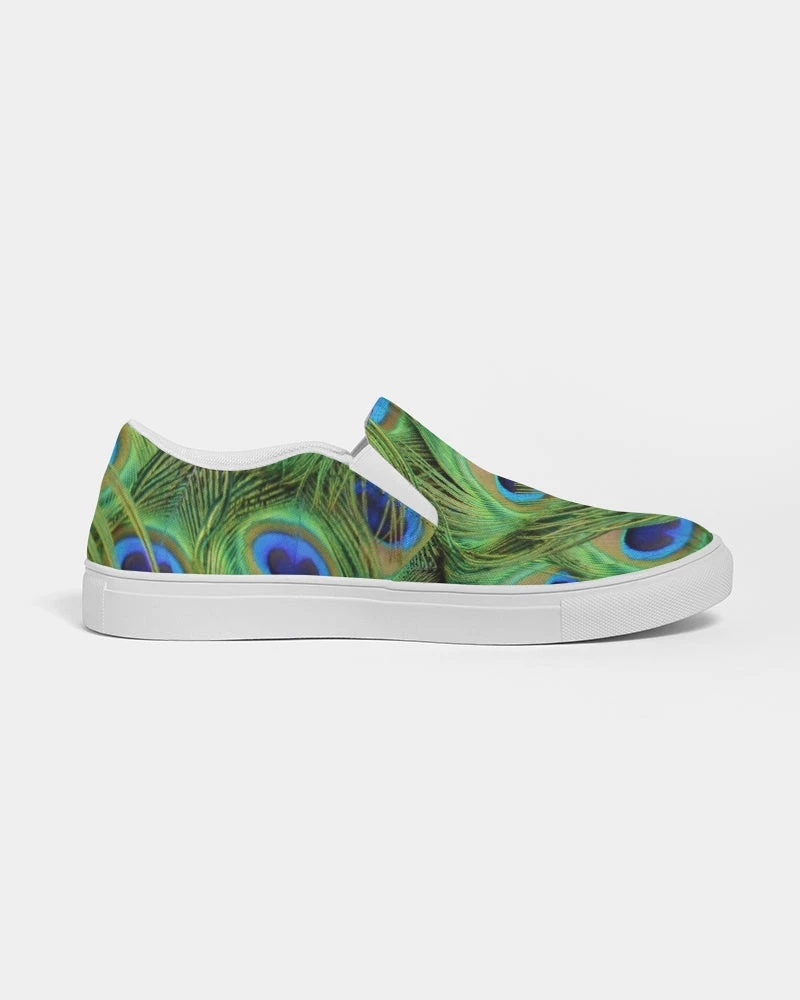 Harlow & Lloyd Shoes Stunning Peacock Women's Slip-On Canvas Shoe 8 Harlow & Lloyd Shoes Stunning Peacock Women's Slip-On Canvas Shoe