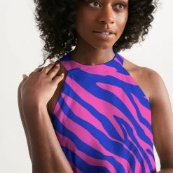 Harlow & Lloyd Electric Zebra Women's Halter Dress 9 Harlow & Lloyd Electric Zebra Women's Halter Dress