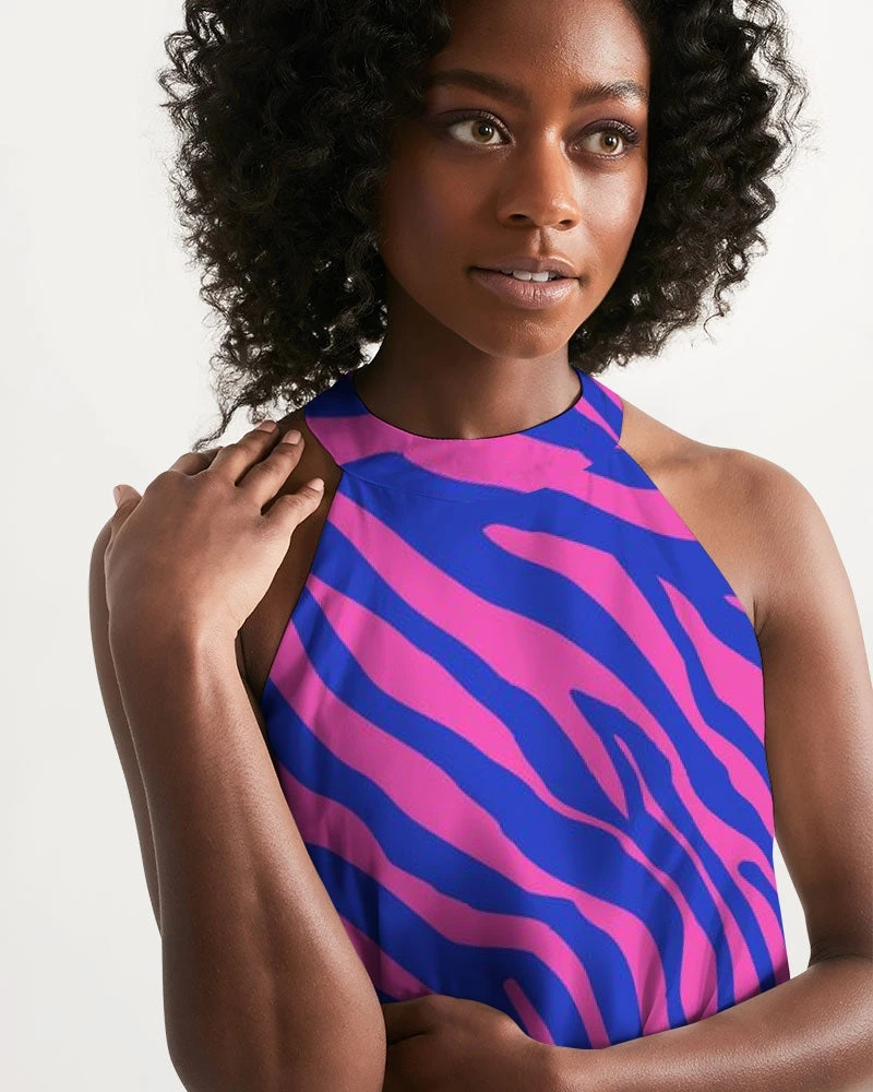 Harlow & Lloyd Electric Zebra Women's Halter Dress 5 Harlow & Lloyd Electric Zebra Women's Halter Dress