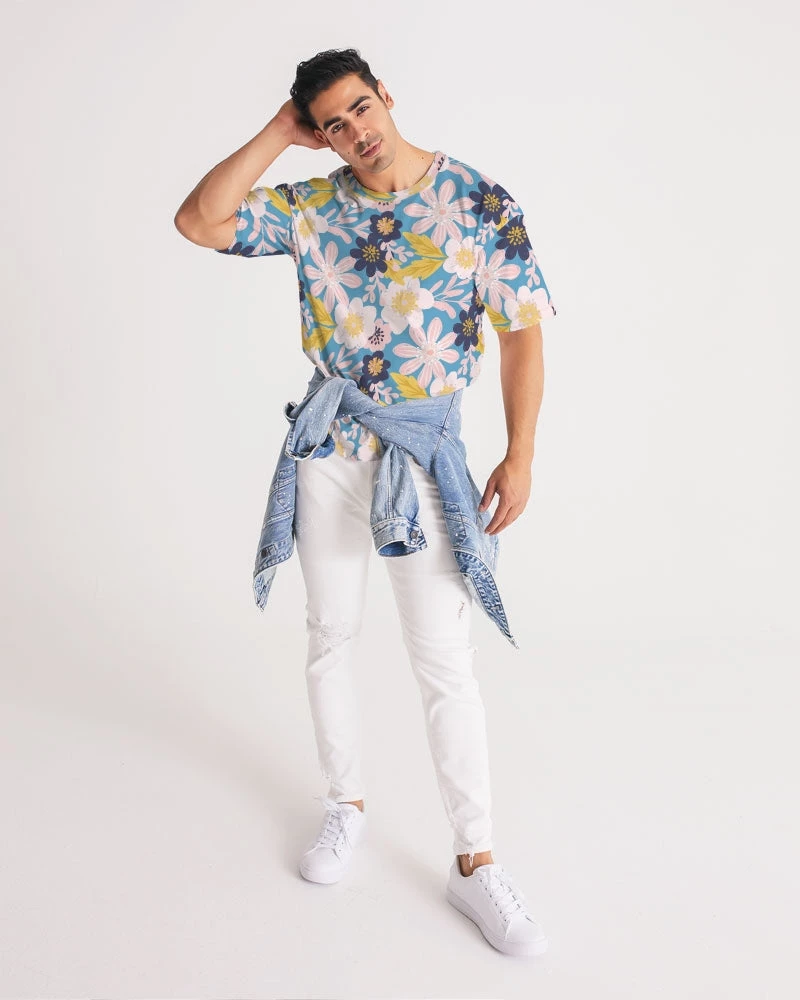 Harlow & Lloyd T Shirts & Tanks Blue Frisky Floral Men's Premium Heavyweight Tee 5 Harlow & Lloyd T Shirts & Tanks Blue Frisky Floral Men's Premium Heavyweight Tee