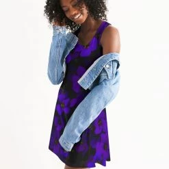 Harlow & Lloyd Midnight Purple Flower Women's Racerback Dress 8 Harlow & Lloyd Midnight Purple Flower Women's Racerback Dress