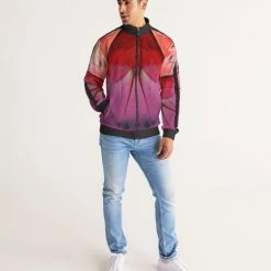 Harlow & Lloyd Jackets Feathered Grace Men's Stripe-Sleeve Track Jacket 13 Harlow & Lloyd Jackets Feathered Grace Men's Stripe-Sleeve Track Jacket