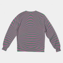 Harlow & Lloyd Fuchsia & Green Optical Men's French Terry Pullover Sweatshirt Sweatshirts & Pullovers