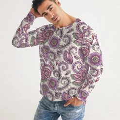 Harlow & Lloyd T Shirts & Tanks Purple Cream Paisley Men's Long Sleeve Tee