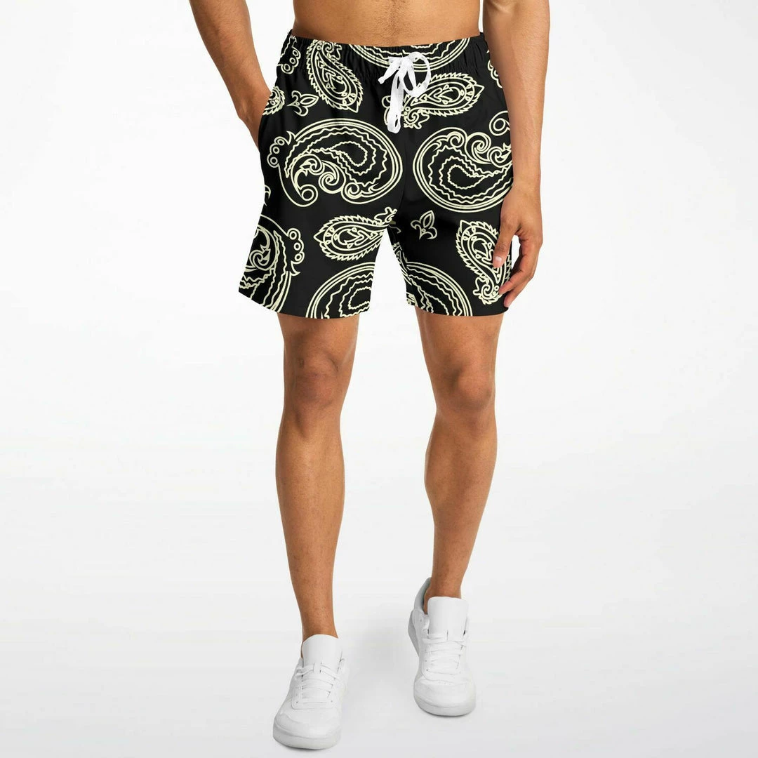 Subliminator Black & Bone Paisley Fleece Shorts 5 Subliminator Black & Bone Paisley Fleece Shorts