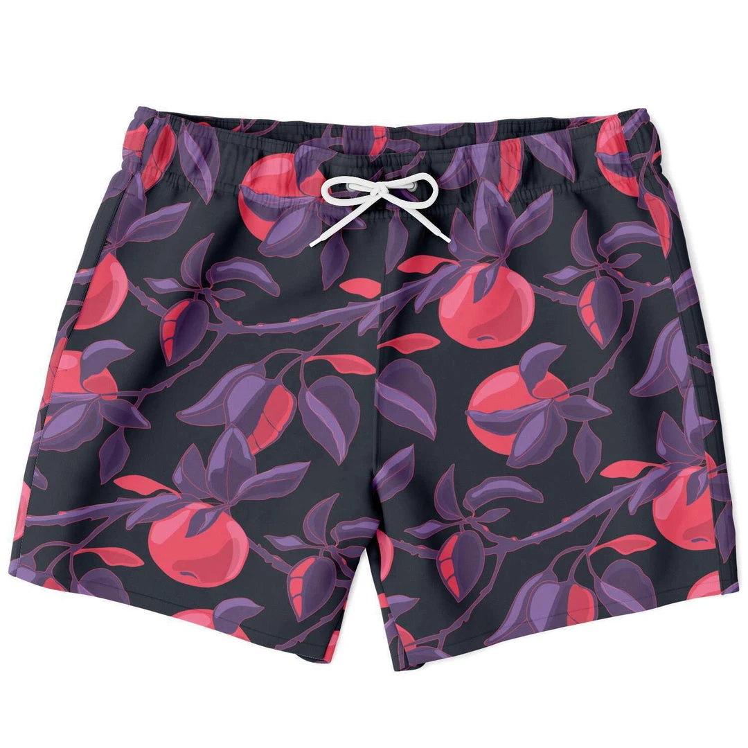 Subliminator Men Fruit Tree Swim Shorts In Red/Charcoal 3 Subliminator Men Fruit Tree Swim Shorts In Red/Charcoal