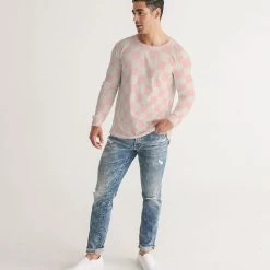 Harlow & Lloyd Pink Vanilla Check Men's Long Sleeve Tee T Shirts & Tanks