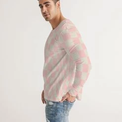 Harlow & Lloyd Pink Vanilla Check Men's Long Sleeve Tee T Shirts & Tanks