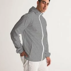 Harlow & Lloyd Houndstooth Men's Windbreaker Hooded Jacket
