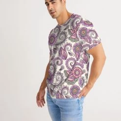 Harlow & Lloyd T Shirts & Tanks Purple Cream Paisley Men's Tee